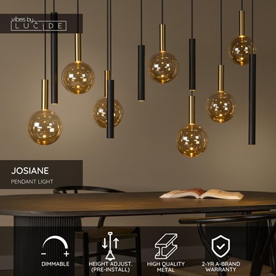 Lucide JOSIANE - Pendant light - 7xG9,5xGU10M - Black